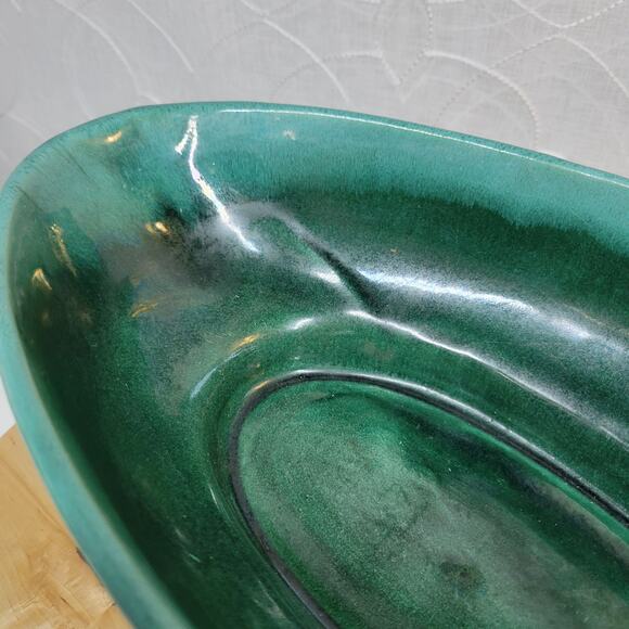 Roseville Pottery Pasadena Planter 12" Green Mid Century Modern Brass Base L-21 - Picture 9 of 12